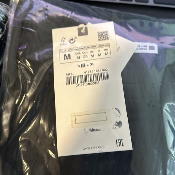 NWT | Zara | Ribbed Mock Long Sleeve Dress | Black | Small - Picture 4 of 8